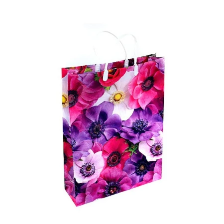 Пакет с пластиковой ручкой 32*42*10см Лиловые анемоны 22/170 (20/200)