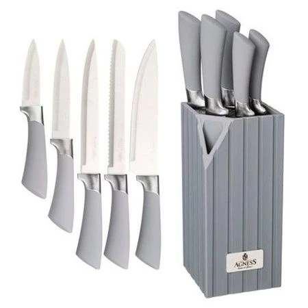 НАБОР НОЖЕЙ AGNESS  НА ПЛАСТИКОВОЙ ПОДСТАВКЕ 6 ПРЕДМЕТОВ