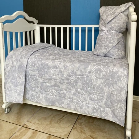 Покрывало детское 106*145 поплин стеганое Lime Time BABY TIME рис. Серебряный узор