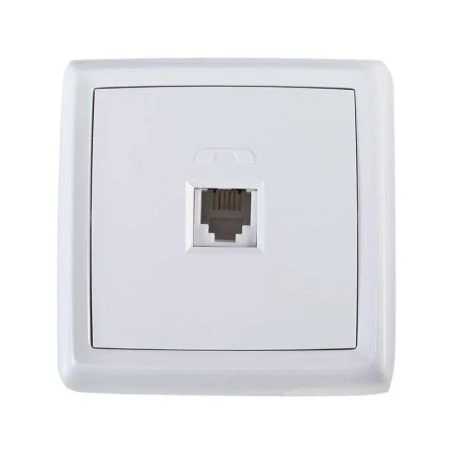 Розетка телефонная пластик RJ11 1-местная  ХИТ (откр.уст) белая RT-4A3-B (120)