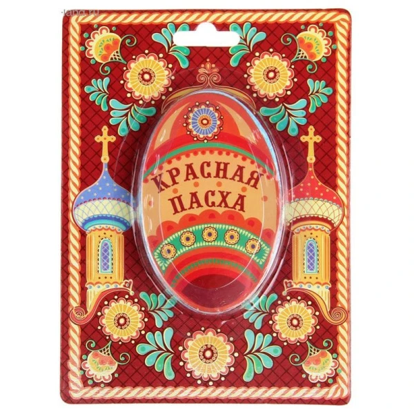 Полотенце кухонное 26*50см прессованное на открытке Collorista Красная Пасха хлопок