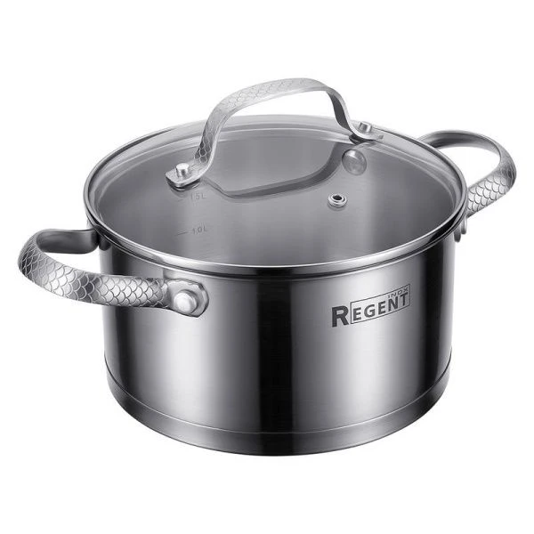 Кастрюля 2,4л h9,5см нерж.сталь Sirena со стекл.крышкой 18см 65-0218 (6)