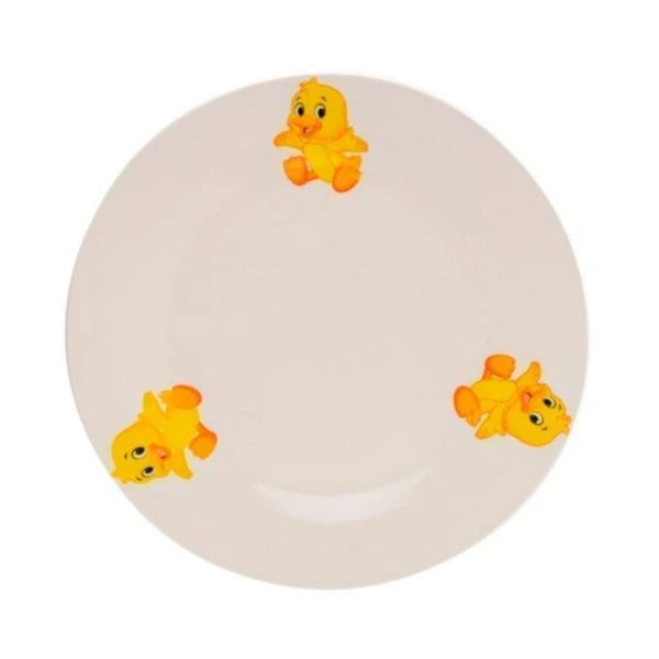 Тарелка детская мелкая 20см фарфор УТЁНОК круглая (12/72)