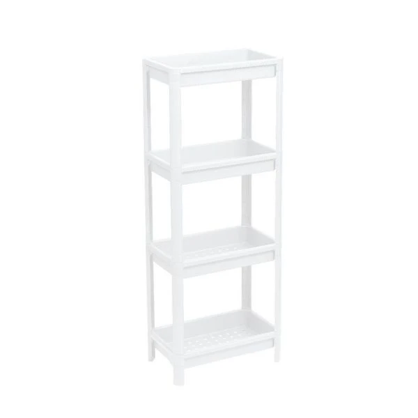 Этажерка 4 секции 390*234*1007мм пластик VIKEA белая прямая широкая (1)