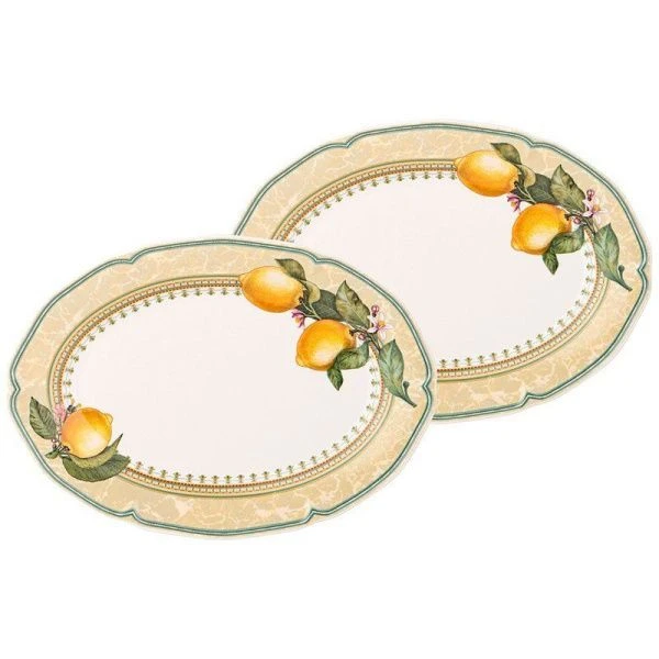 Блюдо набор 2пр 25см фарфор ЛИМОНЫ овальные (12)