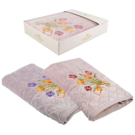 Полотенце махровое 45*90см Тюльпан 4120314+k-251