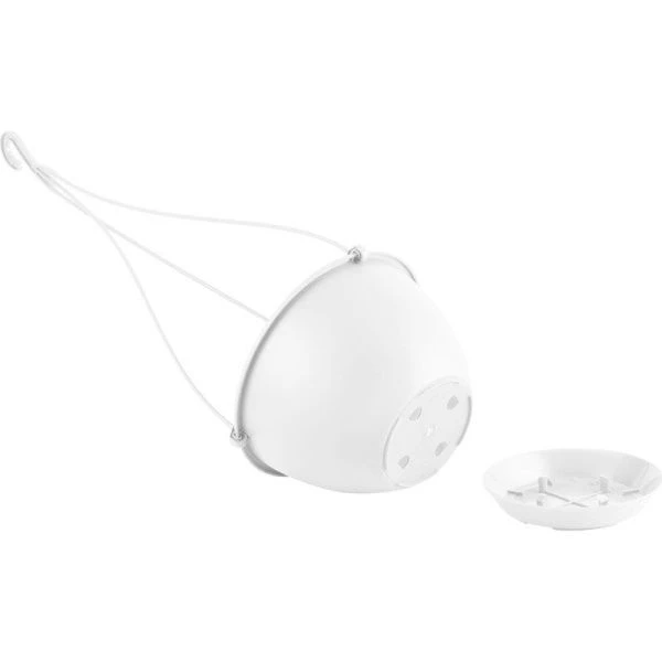 Кашпо подвесное 1,5л d185мм пластик Athena c поддоном белоснежный жасмин (16)