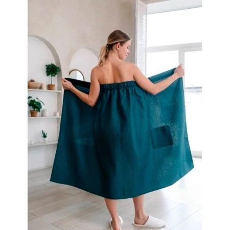 Набор для сауны женский вафельный 2пр (килт 90*146см, полотенце 47*90см) Малахит