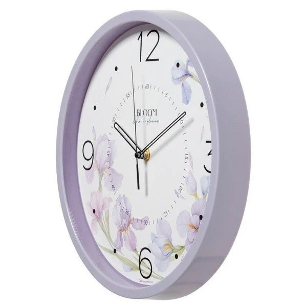 Часы настенные 30см пластик РУБИН Ирисы сиреневый (10)