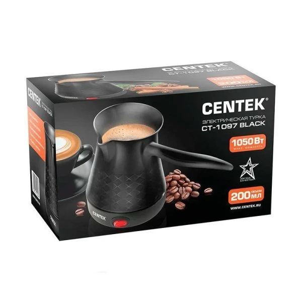 Турка эл 1000Вт 200мл Centek CT-1097 Black черный