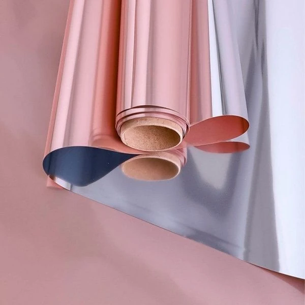 Пленка в рулоне цветная полипропилен Металлик двухсторонняя золото 58см*10м (6)