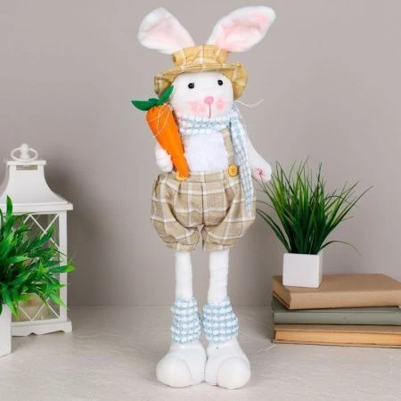 Украшение новогоднее Кролик-мальчик на телескопических ножках 34/55см пластик GH-19 (60)
