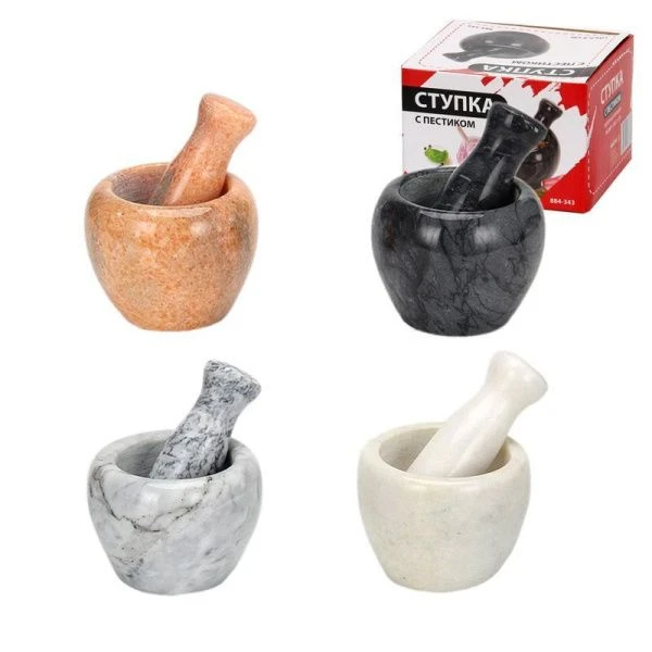 Ступка 10*7,5см мрамор с пестиком 4 цвета (18)