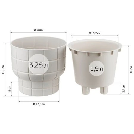 Кашпо 1,9л 180мм пластик КАРЕ со вставкой графитовый (8)