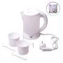 Чайник электрический 600мл пластик c 2 чашками и 2 ложками матовый белый, арт.1718A (24)
