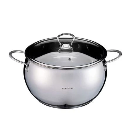 Кастрюля 5,4л нерж.сталь со стекл.крышкой 22см 3-х сл.капс.дно (6)