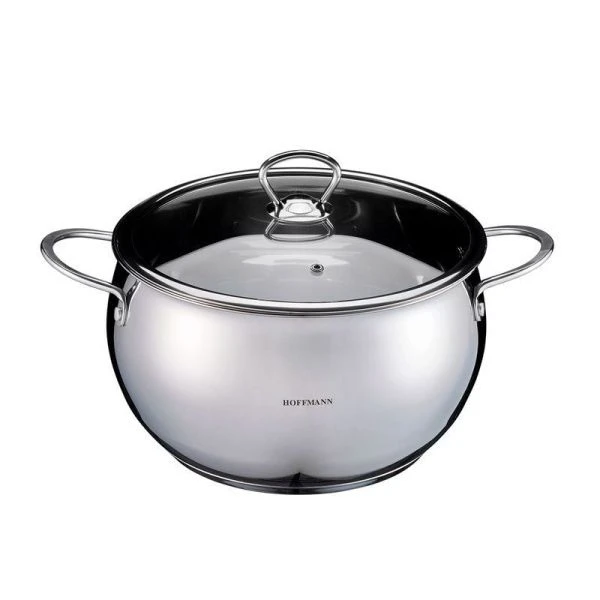 Кастрюля 5,4л нерж.сталь со стекл.крышкой 22см 3-х сл.капс.дно (6)