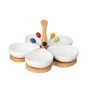 Менажница 5 секций 200мл фарфор Native на дер. подставке с дер. ручкой, 5 вилочек (8)