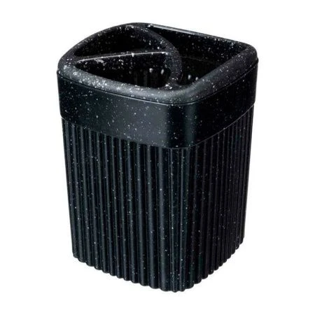 Стакан для зубных щеток 650мл 90*90*119мм пластик VELVET черный гранит (18)