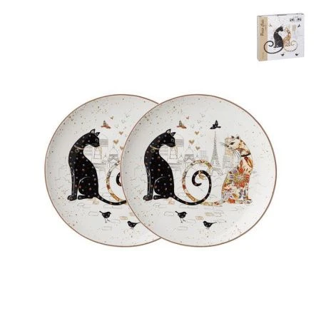 Тарелки мелкие набор 2шт 20,5см фарфор ПАРИЖСКИЕ КОТЫ десерные (24)
