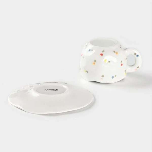 Чайный набор 2пр керамика ЦВЕТОЧНОЕ УТРО на 1 персону 320мл ручная роспись (48)