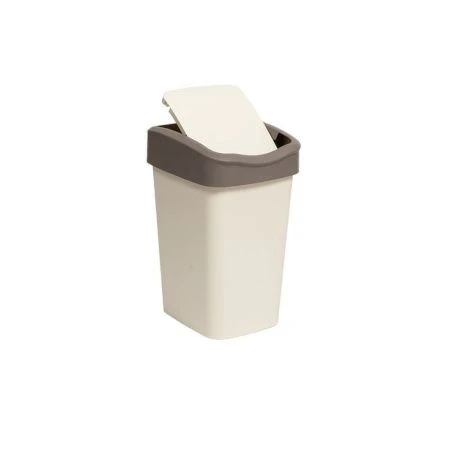 Контейнер для мусора 10л 235*195*337мм пластик Tandem слон.кость/шоколад с подвижной крышкой (8)