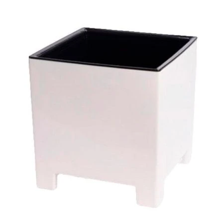 Горшок цветочный 2,1л 14см пластик НАРД с вкладкой белый (8)