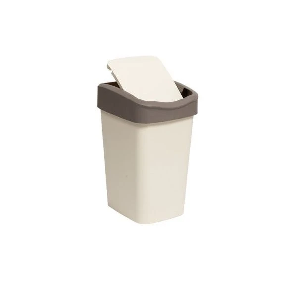 Контейнер для мусора 10л 235*195*337мм пластик Tandem слон.кость/шоколад с подвижной крышкой (8)