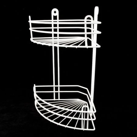 Полка угловая 2 ярусная глубокая белая с креплениями (вку-3.2.1) (2)