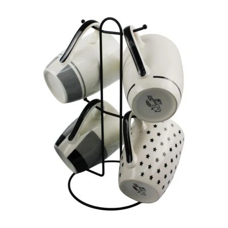 Кружки набор 4шт 380мл фарфор на мет.подставке (6) 202369