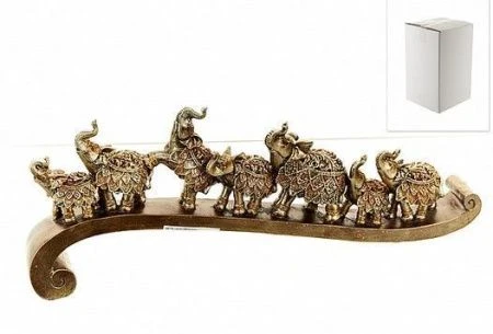 яяяФигурка Семь слонов 41*4*15см (полистоун) (белая упаковка)