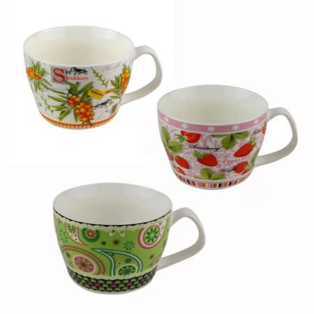 Кружка 600мл фарфор 4 дизайна подар. уп. C600-М5678 (48)
