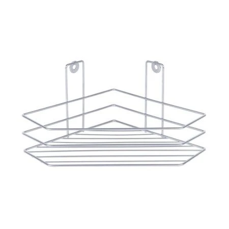 Полка угловая 1 ярусная 210*210*110мм металл краш. ТРАПЕЦИЯ хром зеркальный (12) ПУ-пр-010