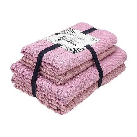 Набор полотенец махровых 4пр 50*80см*2/70*130см*2 Жаккард сиреневый 450гр м7742_22