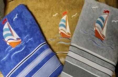 яяяПолотенце 46*92 ПАРУС гладкокрашеное с вышивкой  222