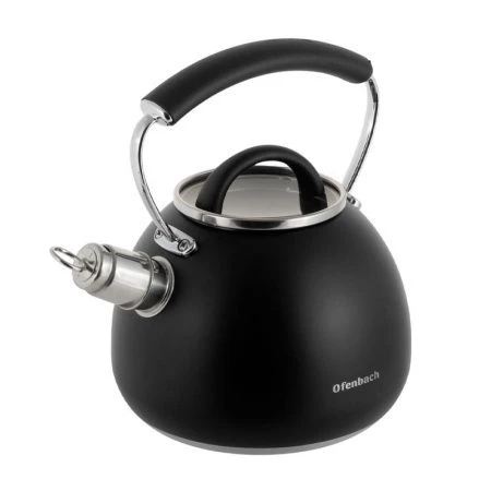 Чайник со свистком 2,5л нерж.сталь ручка soft touch черный