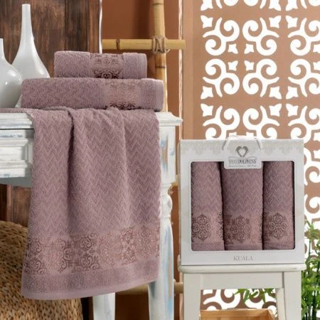 Набор полотенец махровые 3пр 50*90*2/70*140см TWO DOLPHINS KUALA брусничный подар.уп. Набор полотенец махровые 3пр 50*90*2/70*140см TWO DOLPHINS KUALA брусничный подар.уп.