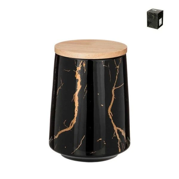 Банка для сыпучих продуктов 650мл 10,5*14см фарфор Fantasy черная (24)