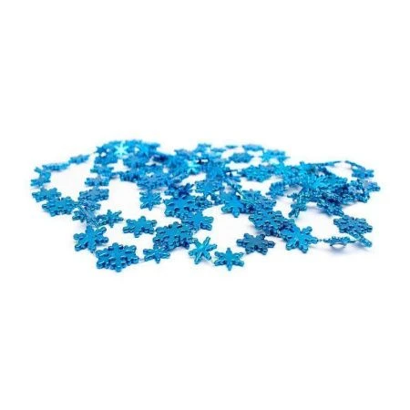 Новогоднее украшение бусы на ёлку синие "Снежинки" НУ-6753