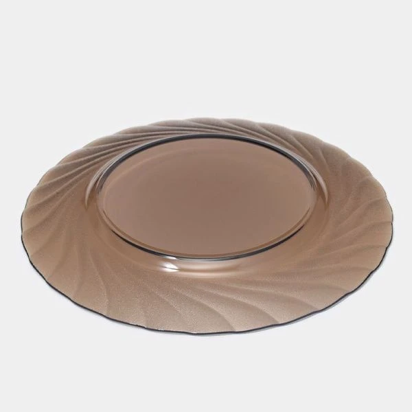 Тарелка мелкая 19,6см стекло ОКЕАН ЭКЛИПС дымчатая десертная (36)