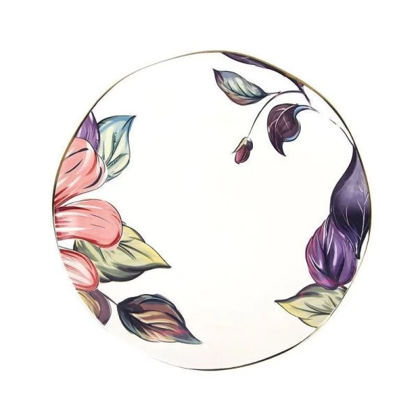 Тарелка мелкая 23*2,5см фарфор отводка золотом ОЛЕАНДР (18)