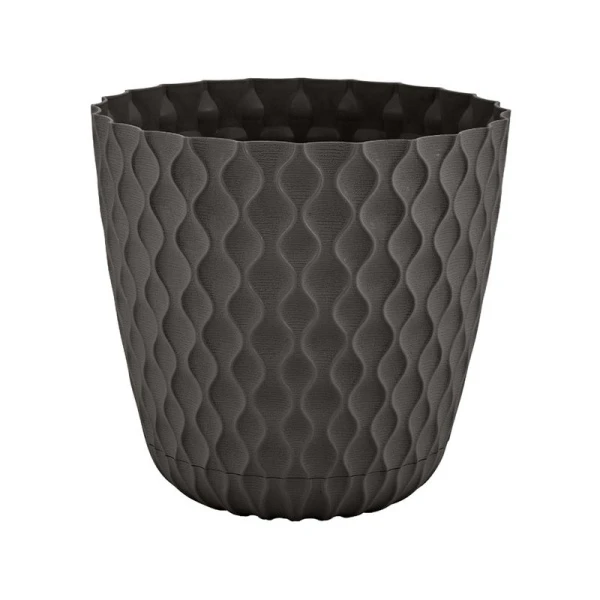 Горшок для цветов 4,7л d205мм  пластик Wave с дренажной сеткой, съем.поддоном горький шоколад (6)