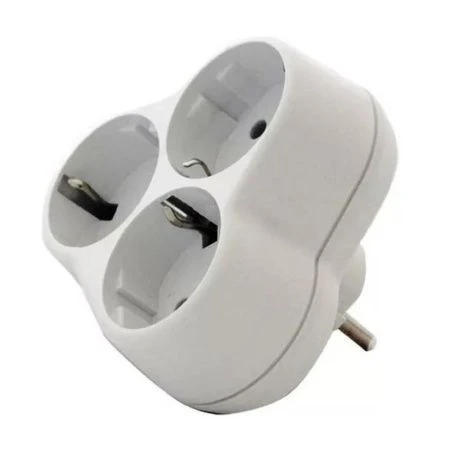 Разветвитель (тройник) пластик с заземлением круглый 16А