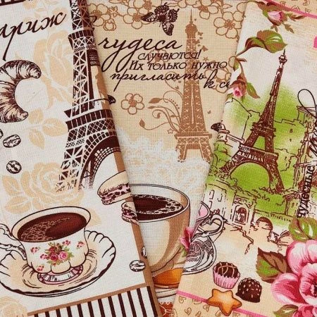 Полотенце кухонное вафельное 45*60см Парижские мгновения