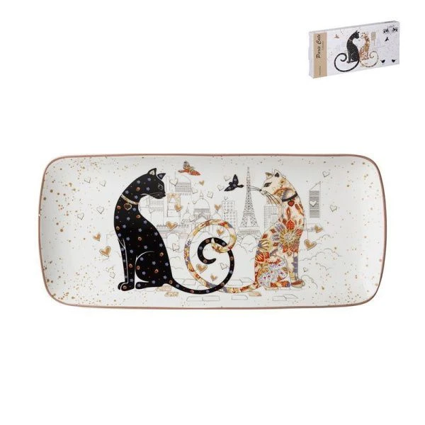 Блюдо 30см фарфор ПАРИЖСКИЕ КОТЫ прямоугольное (24)