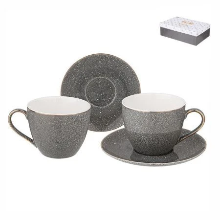 Чайный набор 4пр фарфор Grain lefard на 2 персоны 220мл серый (12)