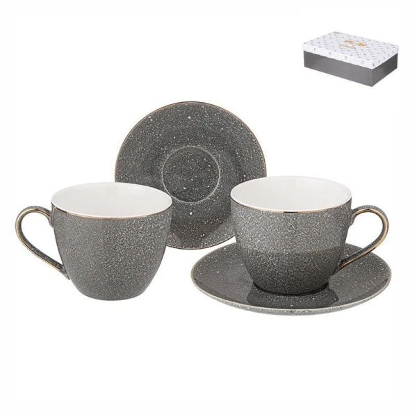 Чайный набор 4пр фарфор Grain lefard на 2 персоны 220мл серый (12)