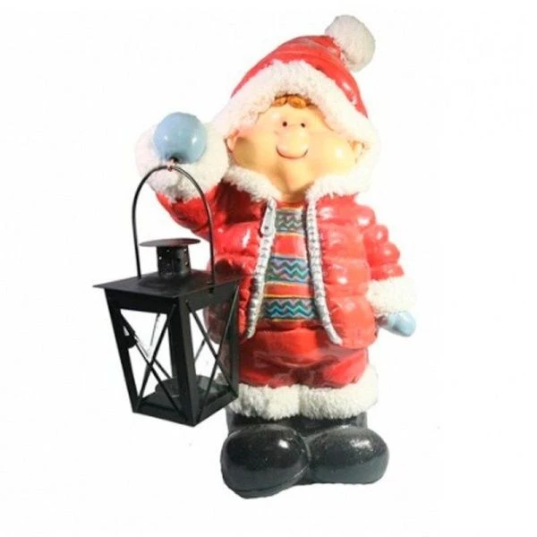 Фигура декоративная Щекастый мальчик с фонарем  W229