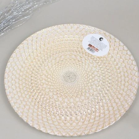 Тарелка плоская стекло 28см Золотое кружево 17291/G (6)