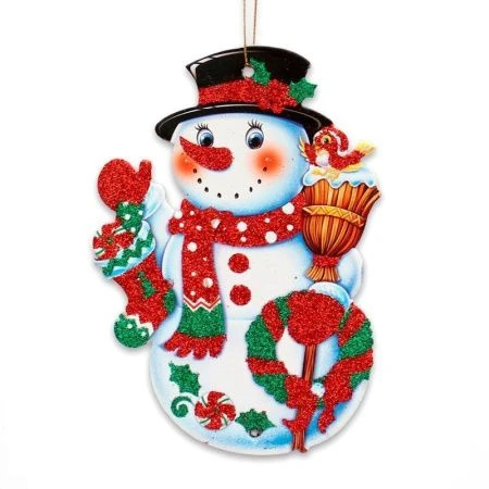 Оформительский плакат на скотче Милый снеговик 35 см глиттер НУ-0826